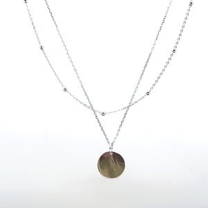 Stamped 925 Disc Double Layer Choker Necklace